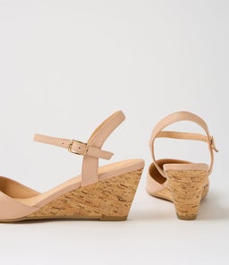 LEISAL DF DK NUDE CORK HEEL LEATHER