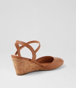 LEISAL DF DK TAN CORK HEEL LEATHER
