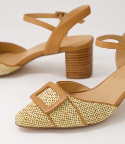 LIONA DF NATURAL DK TAN WOVEN LEATHER