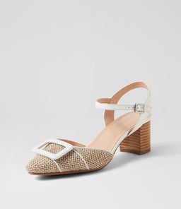 LIONA DF TAUPE WHITE WOVEN LEATHER