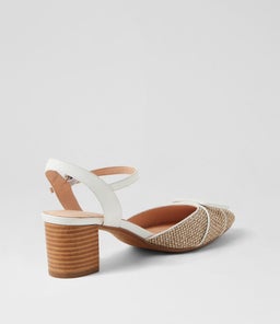 LIONA DF TAUPE WHITE WOVEN LEATHER