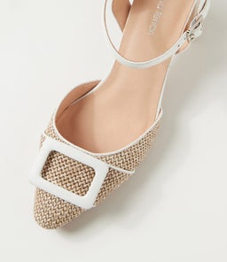 LIONA DF TAUPE WHITE WOVEN LEATHER