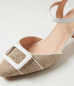 LIONA DF TAUPE WHITE WOVEN LEATHER
