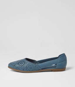 Loama Dark Denim Leather Ballet Flats Loama Dark Denim Leather Ballet Flats