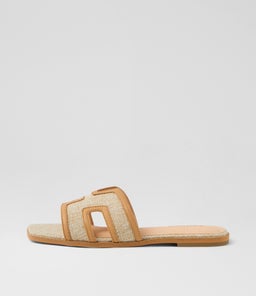 STEEVI DF NATURAL DK TAN WOVEN LEATHER
