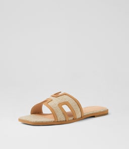 STEEVI DF NATURAL DK TAN WOVEN LEATHER
