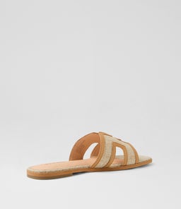 STEEVI DF NATURAL DK TAN WOVEN LEATHER