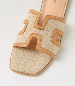 STEEVI DF NATURAL DK TAN WOVEN LEATHER