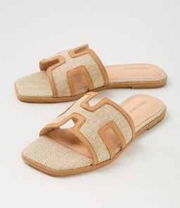 STEEVI DF NATURAL DK TAN WOVEN LEATHER