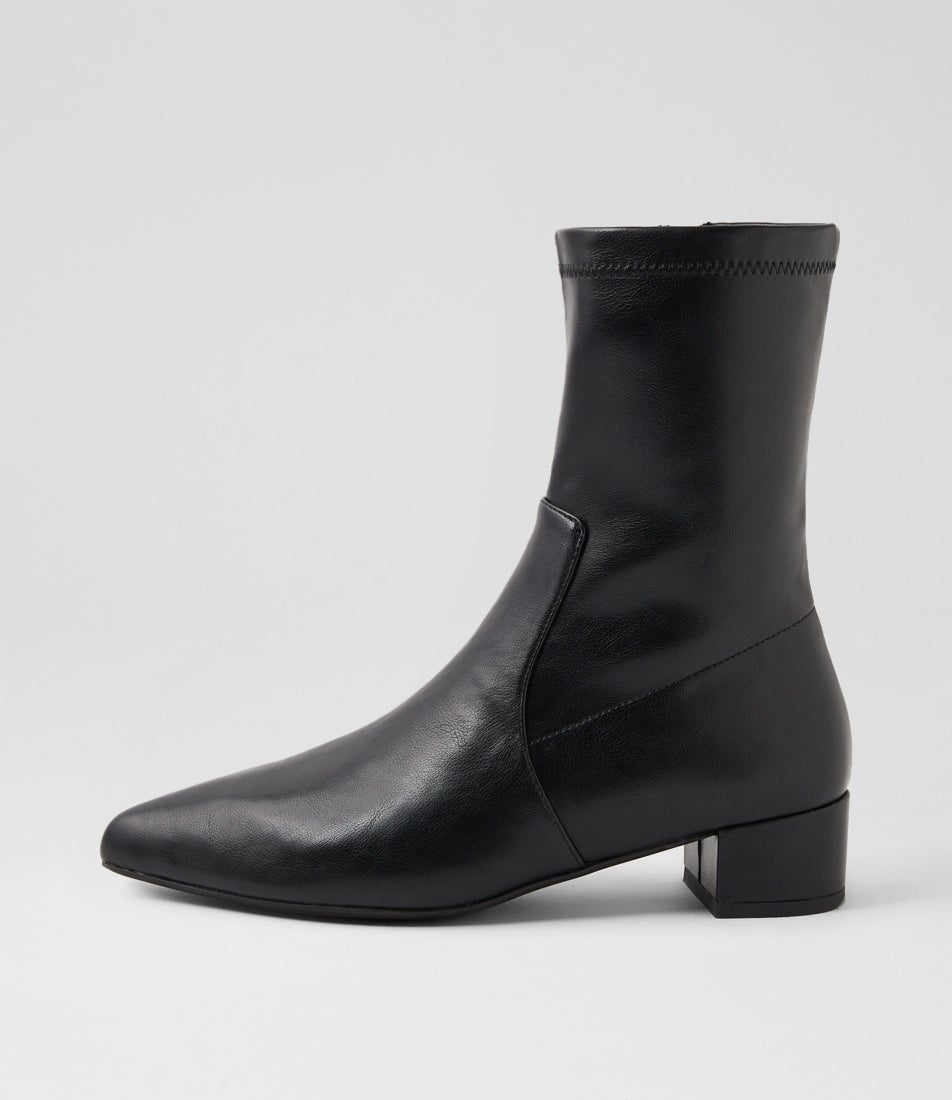 Cared Black Stretch Ankle Boots