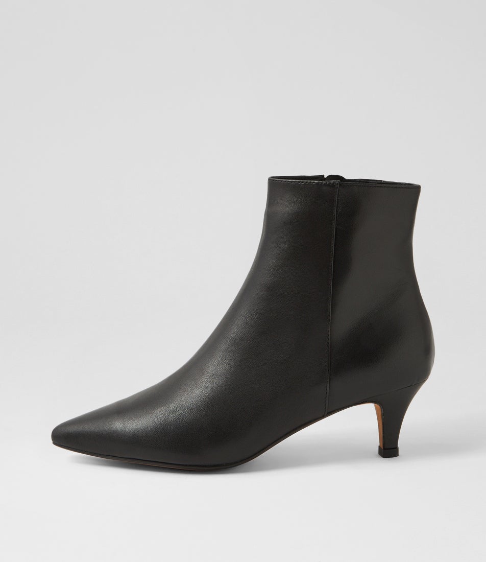 Conoir Black Leather Ankle Boots