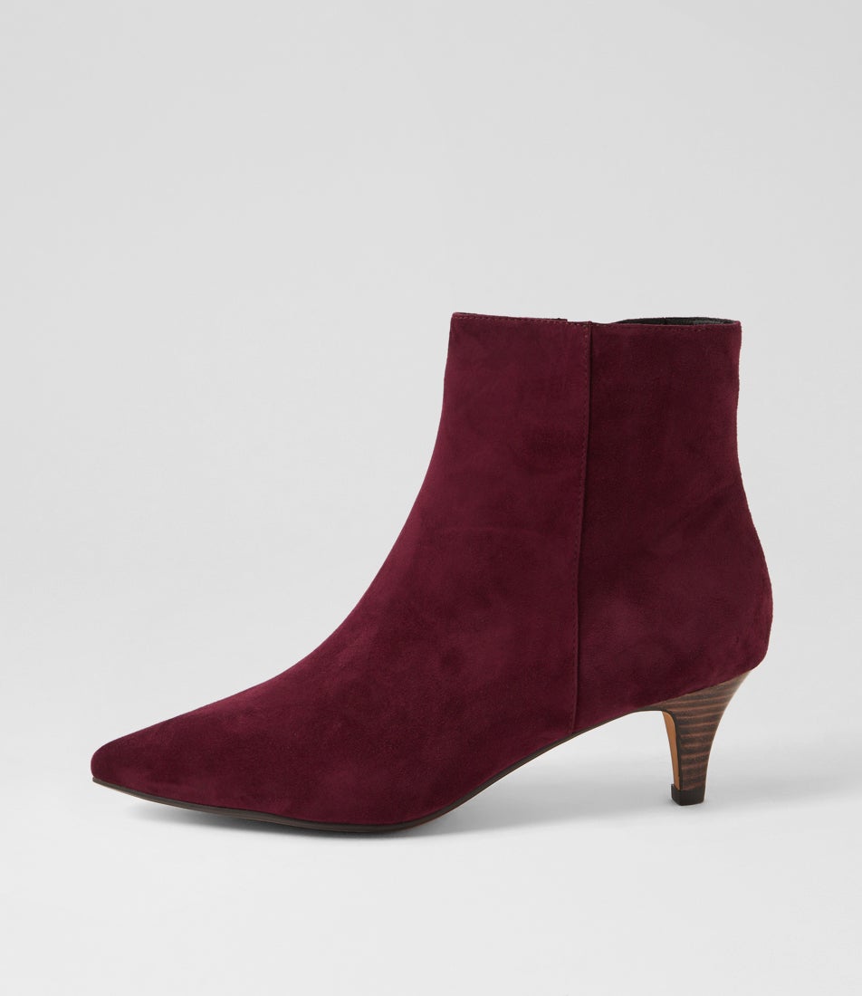 Conoir Burgundy Dark Brown Suede Ankle Boots