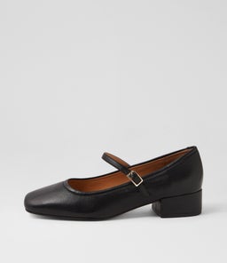 Islah Black Leather Mary Jane Heels Islah Black Leather Mary Jane Heels