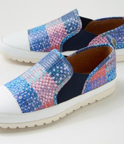 ALAINAH DF WHITE NAVY MULTI LEATHER