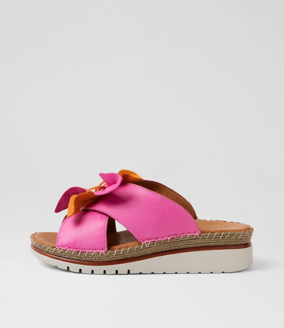 Intreege Fuchsia Orange Leather Sandals Intreege Fuchsia Orange Leather Sandals