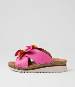 Intreege Fuchsia Orange Leather Sandals Intreege Fuchsia Orange Leather Sandals