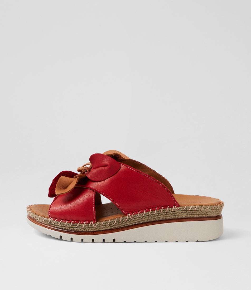 Intreege Red Tan Leather Sandals Intreege Red Tan Leather Sandals