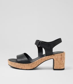 Bollings Black Cork Leather Sandals Bollings Black Cork Leather Sandals