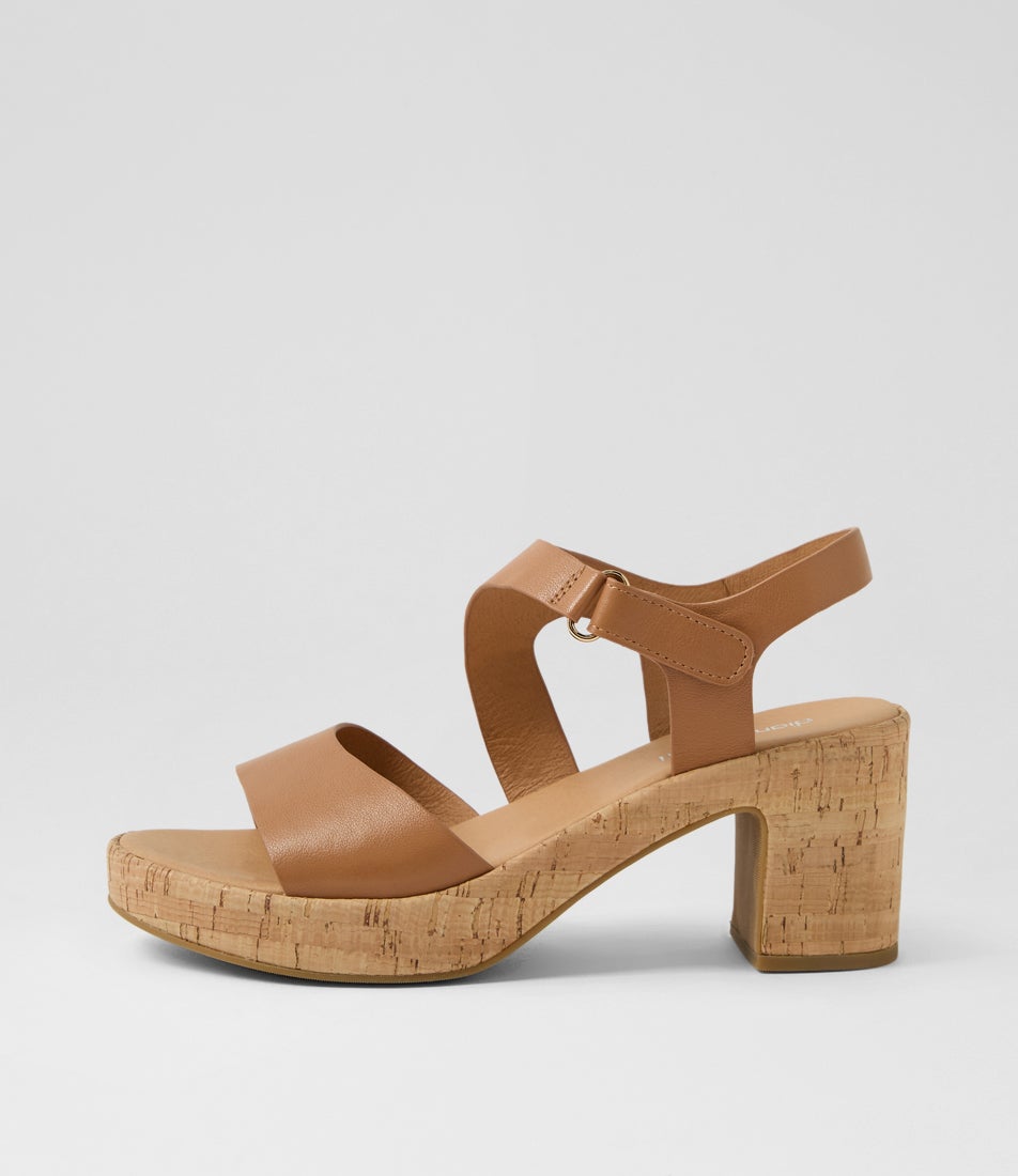 Bollings Dark Tan Cork Leather Sandals Bollings Dark Tan Cork Leather Sandals