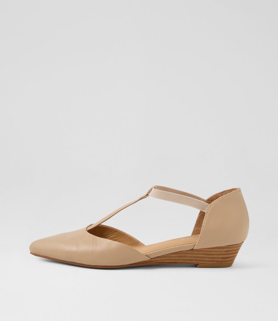 Pepps Latte Natural Leather Heels
