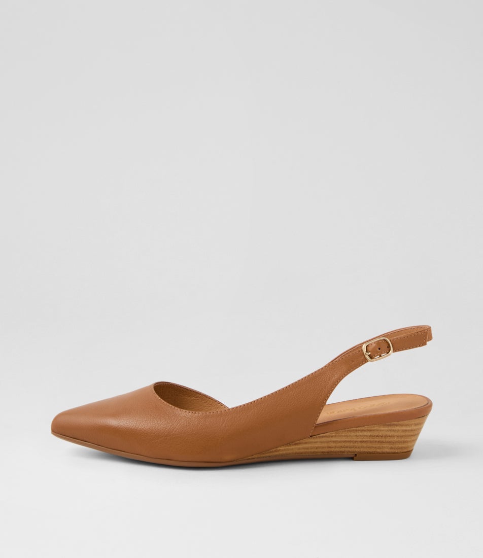 Pleeza Dark Tan Natural Leather Heels Pleeza Dark Tan Natural Leather Heels