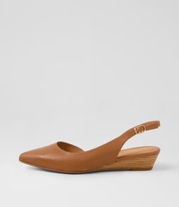 Pleeza Dark Tan Natural Leather Heels Pleeza Dark Tan Natural Leather Heels