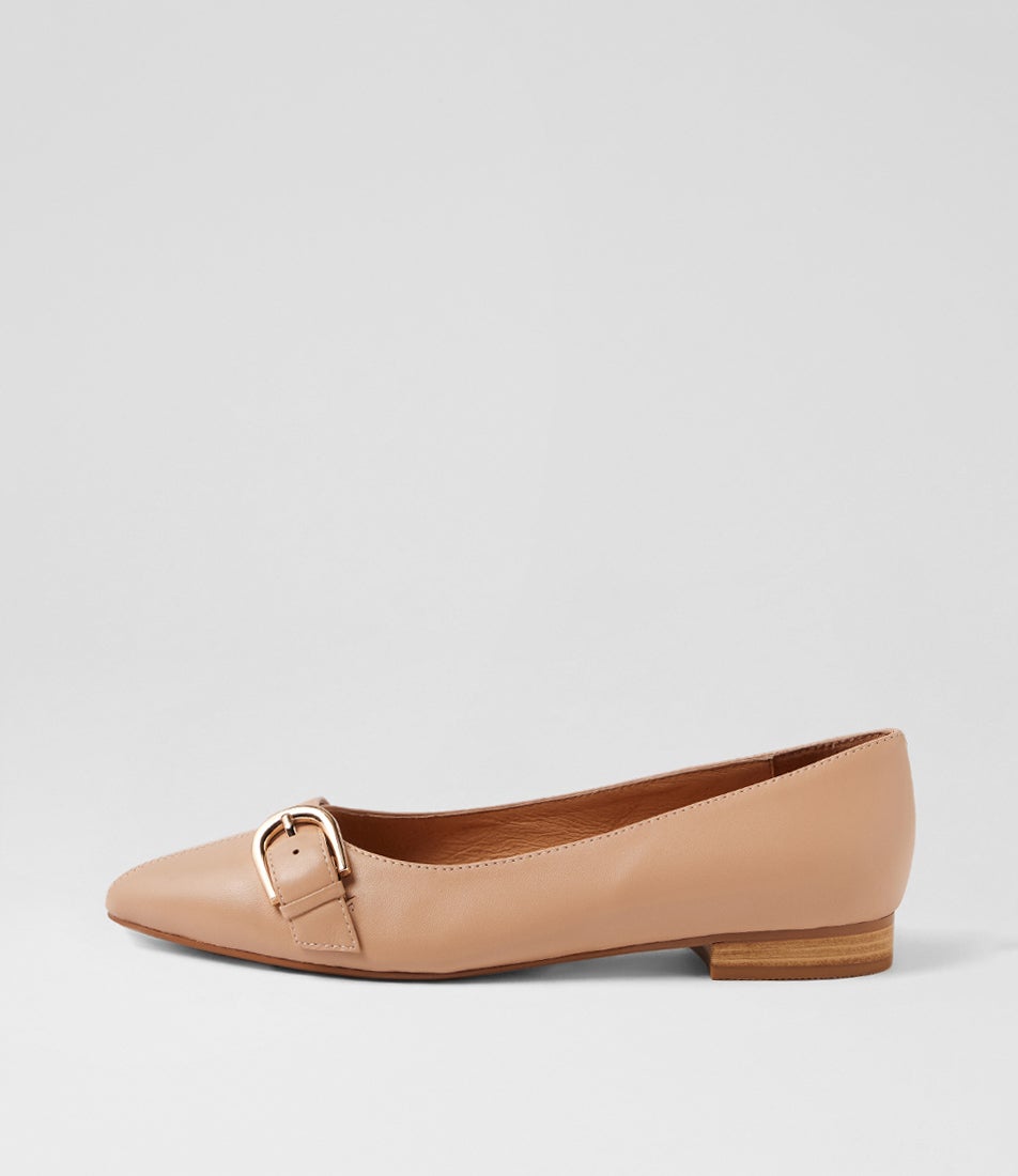 Darcee Dark Nude Natural Leather Flat Shoes