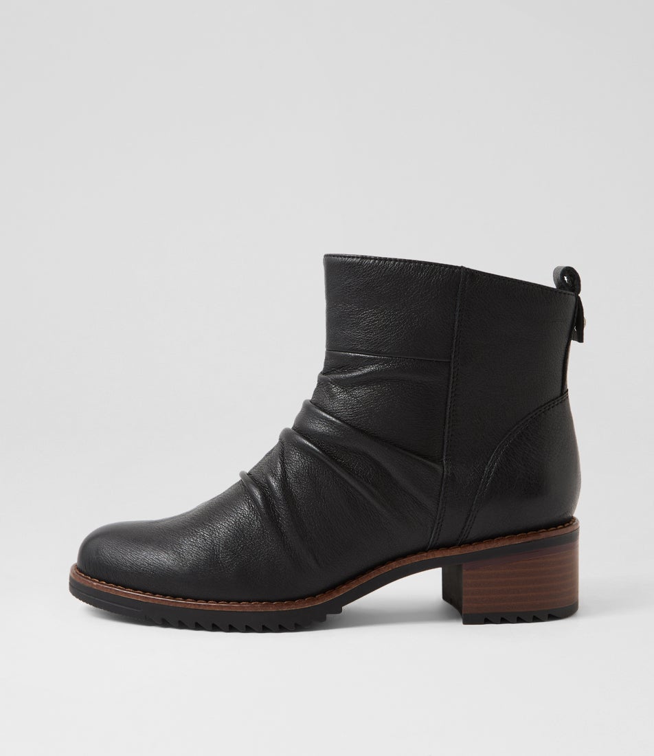 Gardin Black Leather Ankle Boots