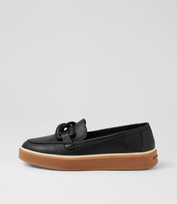 Pottega Black Leather Flat Shoes Pottega Black Leather Flat Shoes