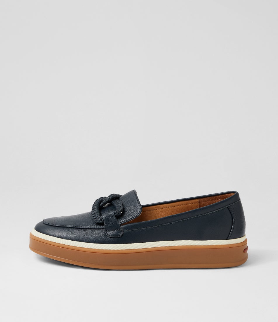 Pottega Navy Leather Loafers