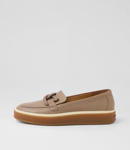 Pottega Light Taupe Leather Flat Shoes Pottega Light Taupe Leather Flat Shoes