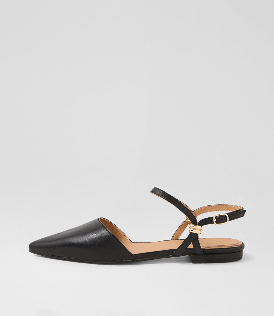 Awed Black Leather Flat Shoes Awed Black Leather Flat Shoes