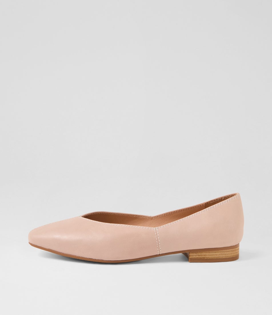 Dolla Nude Leather Flat Shoes