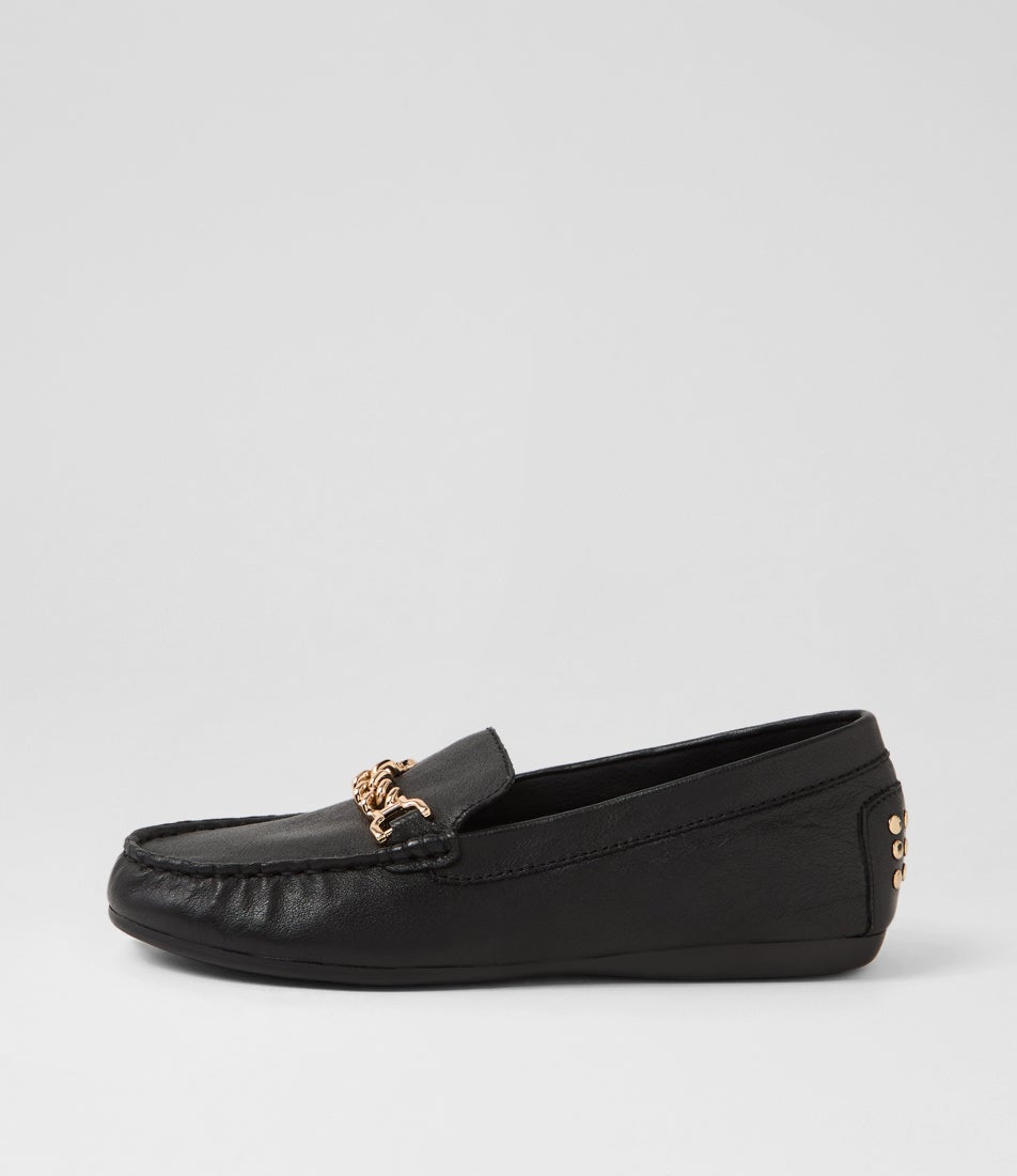 Eroll Black Leather Flat Shoes