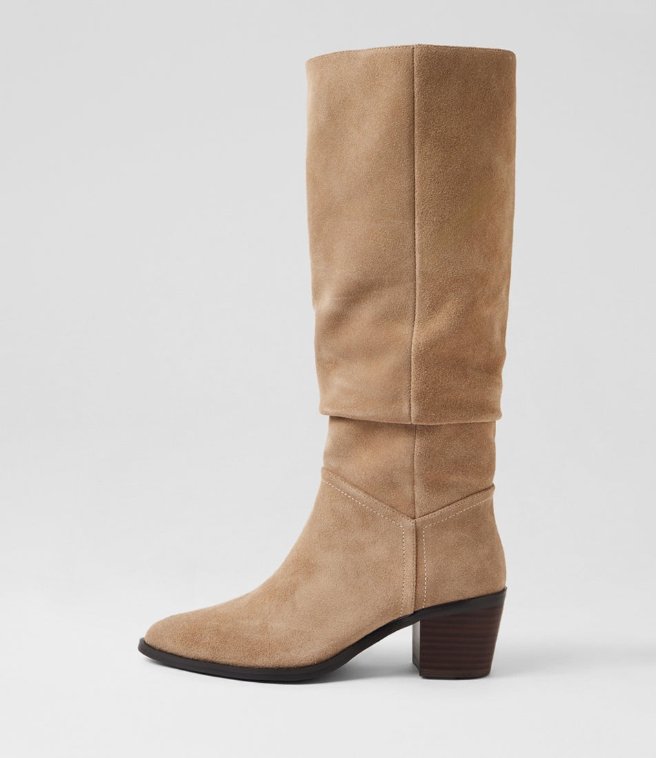 Fadow Light Taupe Dark Brown Suede Knee High Boots Fadow Light Taupe Dark Brown Suede Knee High Boots