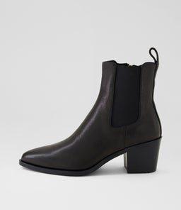 Folton Black Leather Ankle Boots Folton Black Leather Ankle Boots
