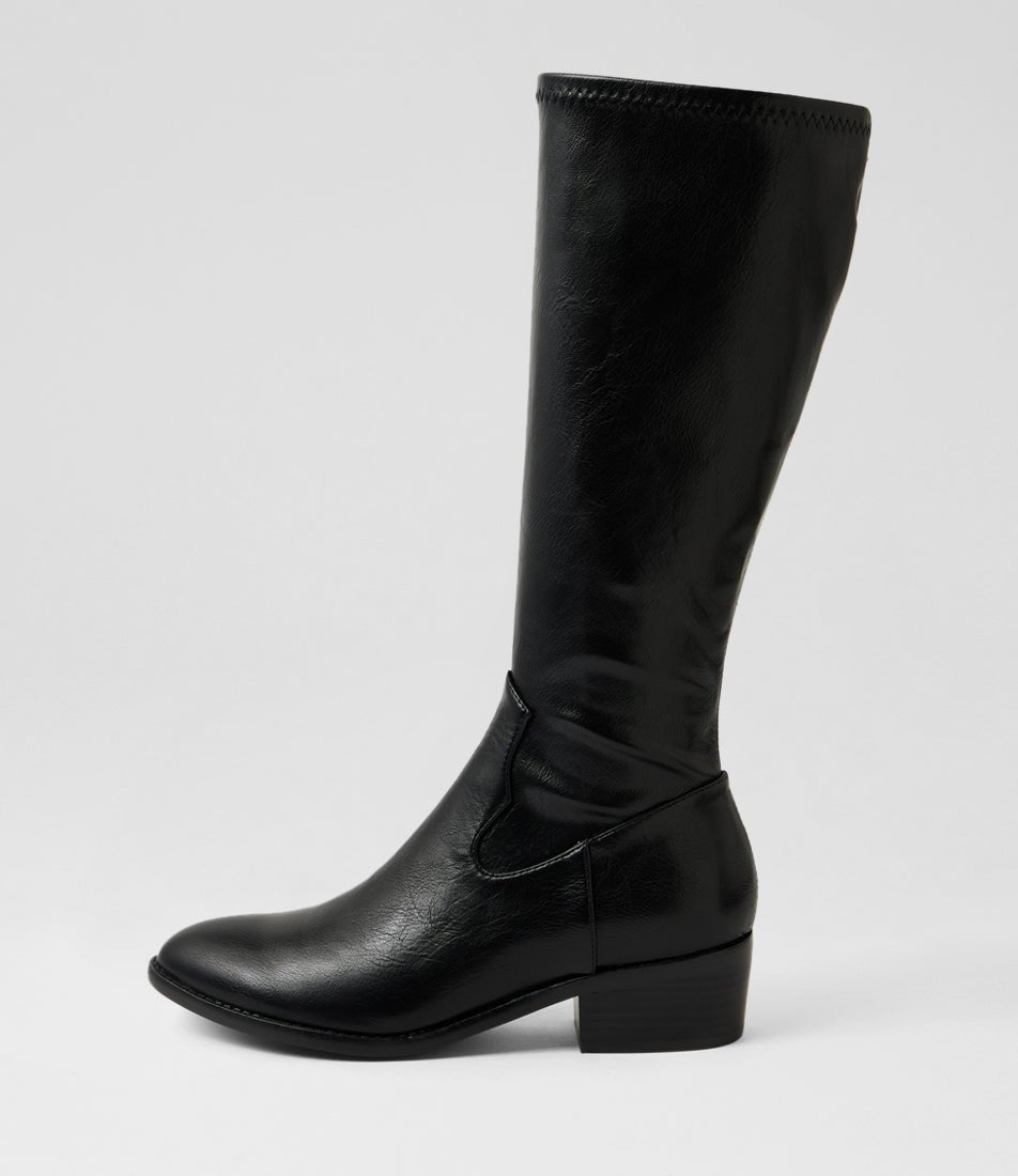 Galt Black Stretch Knee High Boots Galt Black Stretch Knee High Boots