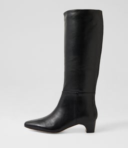 Ganalo Black Leather Knee High Boots Ganalo Black Leather Knee High Boots