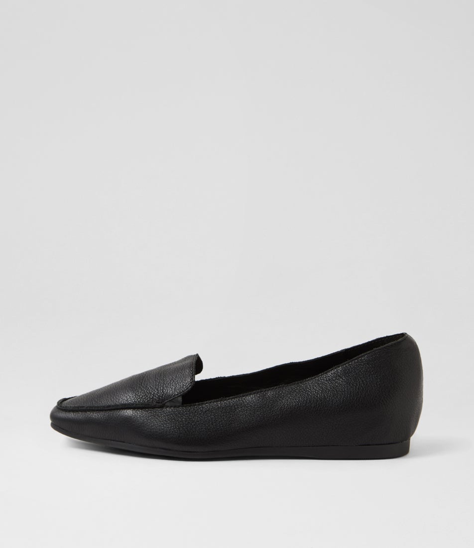 Kirrer Black Leather Flat Shoes Kirrer Black Leather Flat Shoes