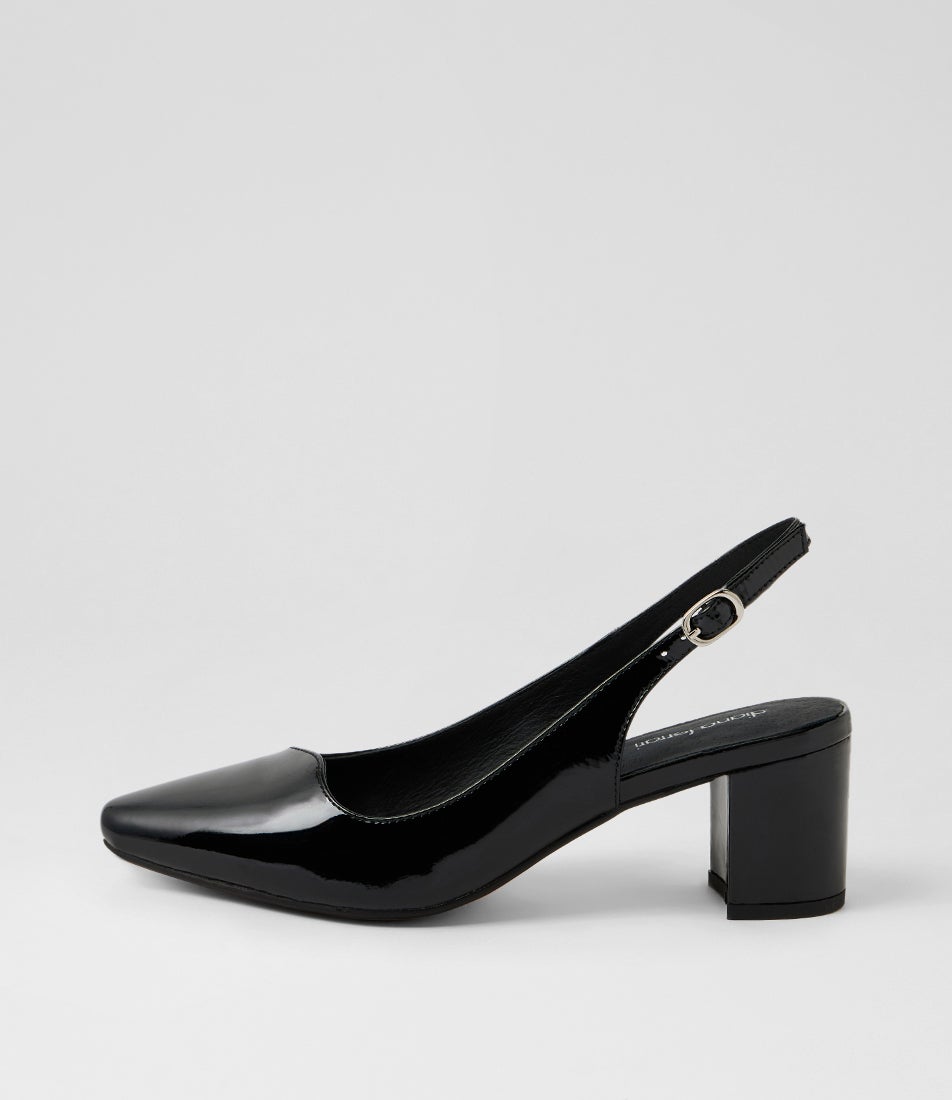 Larno Black Patent Leather Slingback Heels Larno Black Patent Leather Slingback Heels