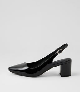 Larno Black Patent Leather Slingback Heels Larno Black Patent Leather Slingback Heels
