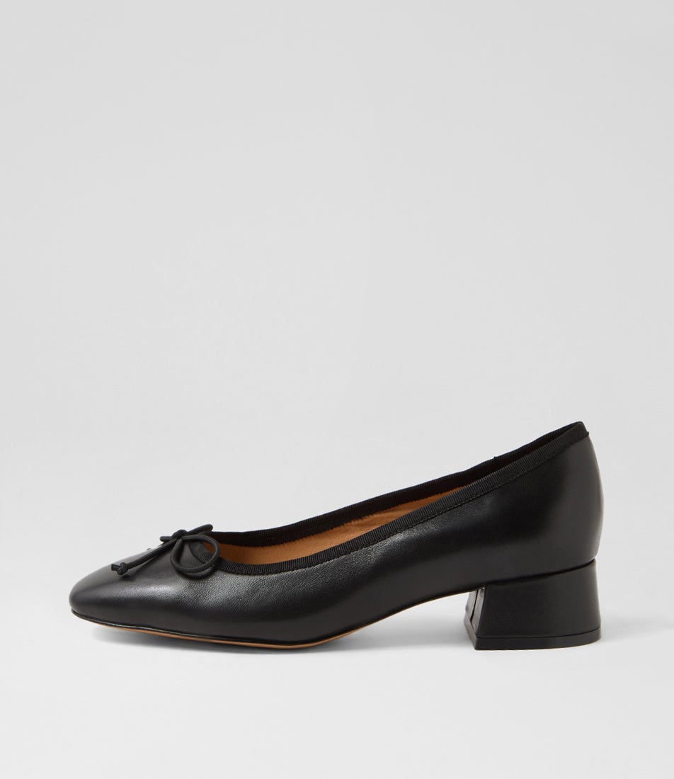 Mallet Black Leather Heels