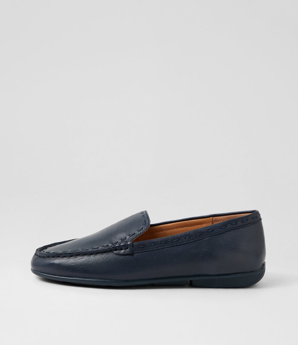 Rana Navy Leather Flat Shoes Rana Navy Leather Flat Shoes