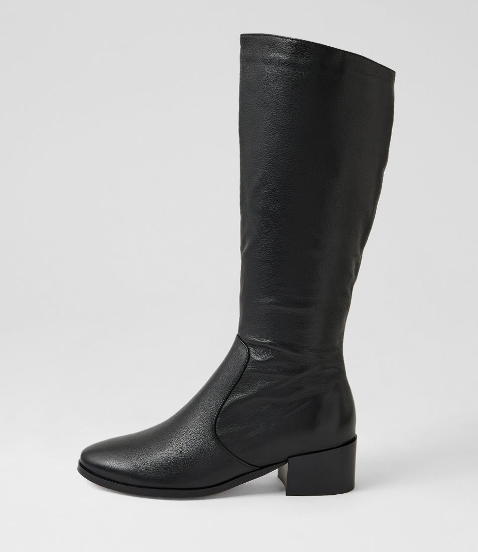 Sental Black Leather Knee High Boots Sental Black Leather Knee High Boots