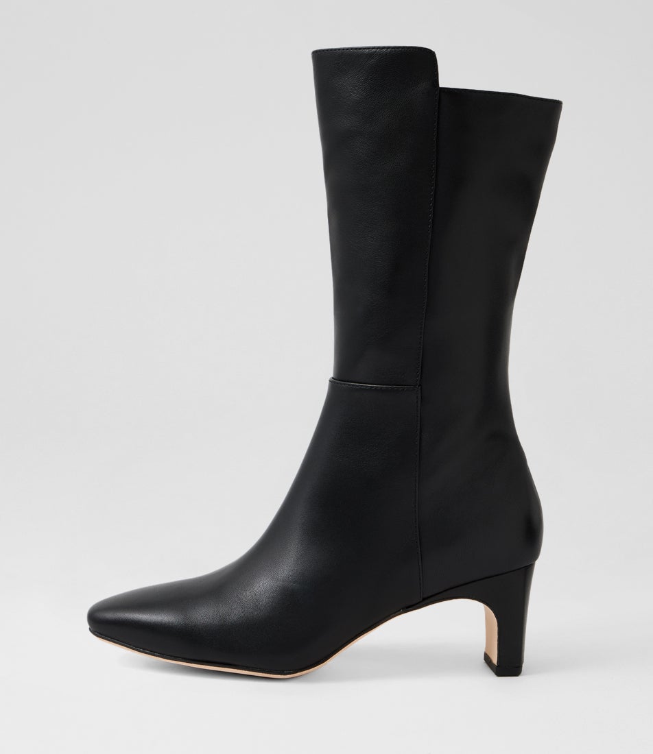 Simplee Black Leather Calf Boots Simplee Black Leather Calf Boots
