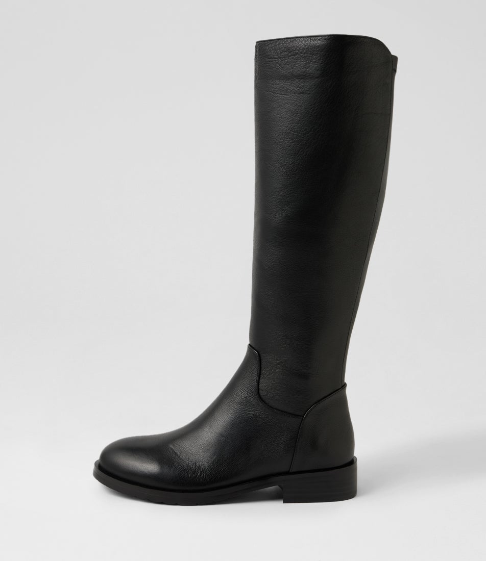 Teagle Black Leather Knee High Boots
