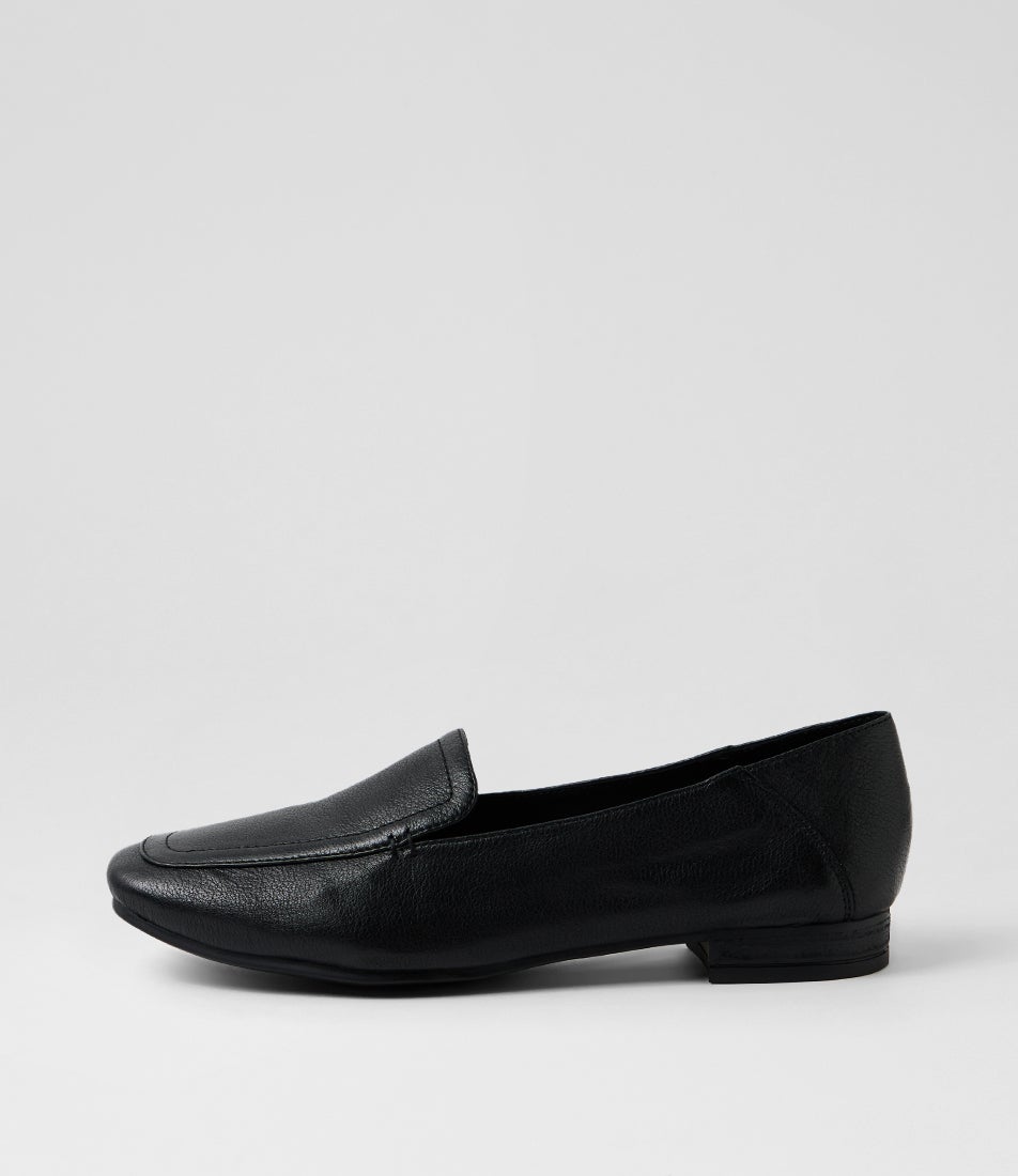 Tousan Black Leather Flat Shoes