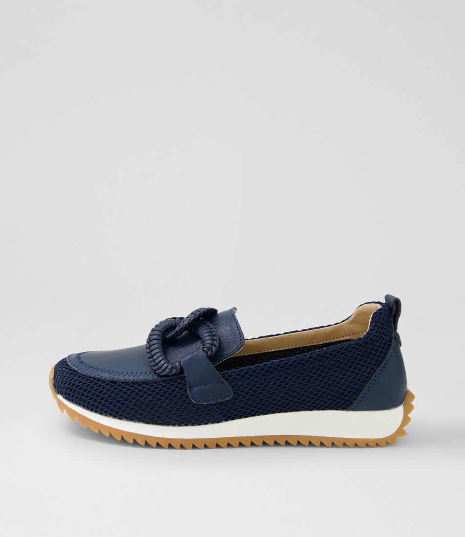Darta Navy Mesh Leather Flat Shoes Darta Navy Mesh Leather Flat Shoes