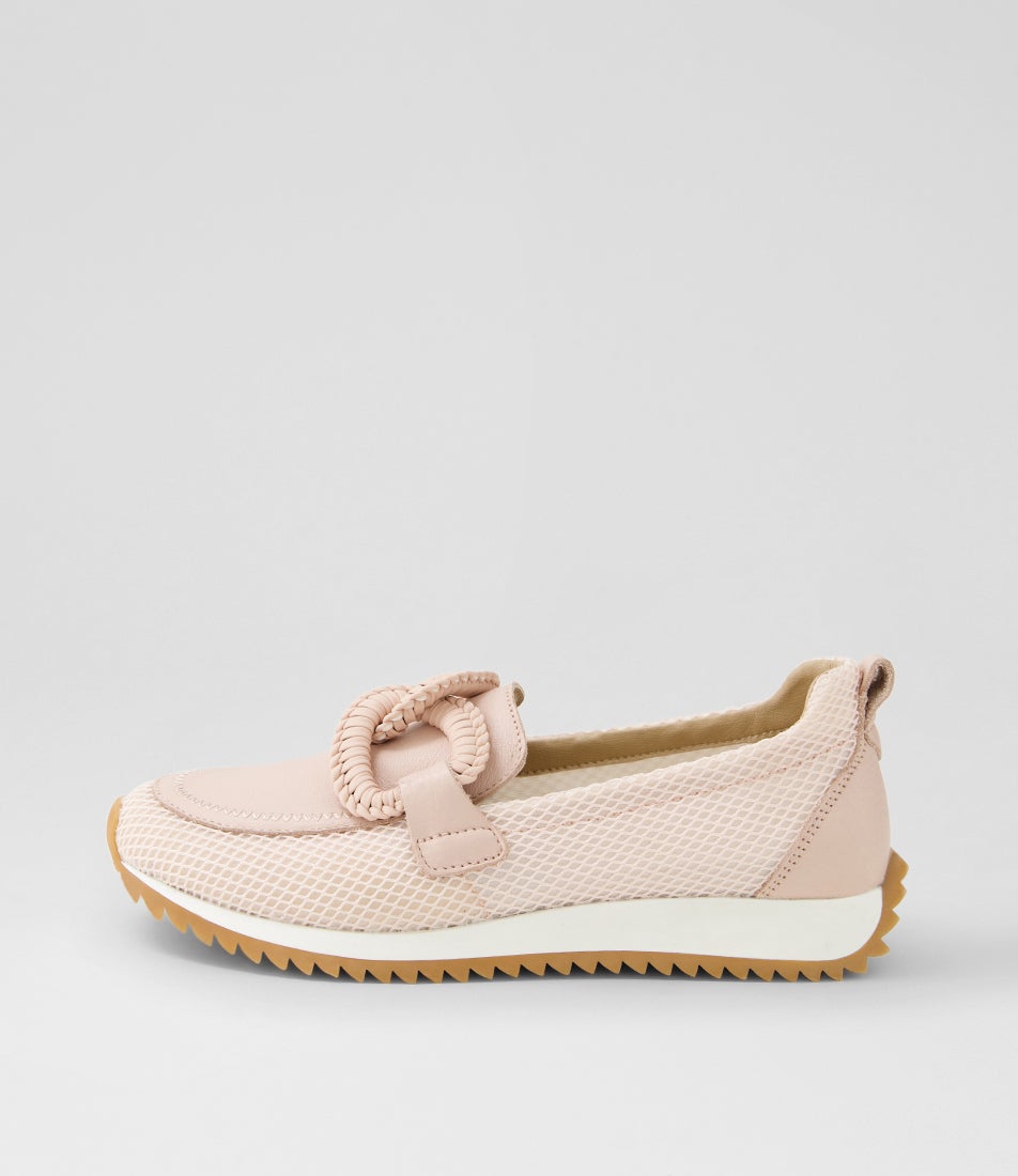 Darta Nude Fabric Mesh Leather Loafers Darta Nude Fabric Mesh Leather Loafers