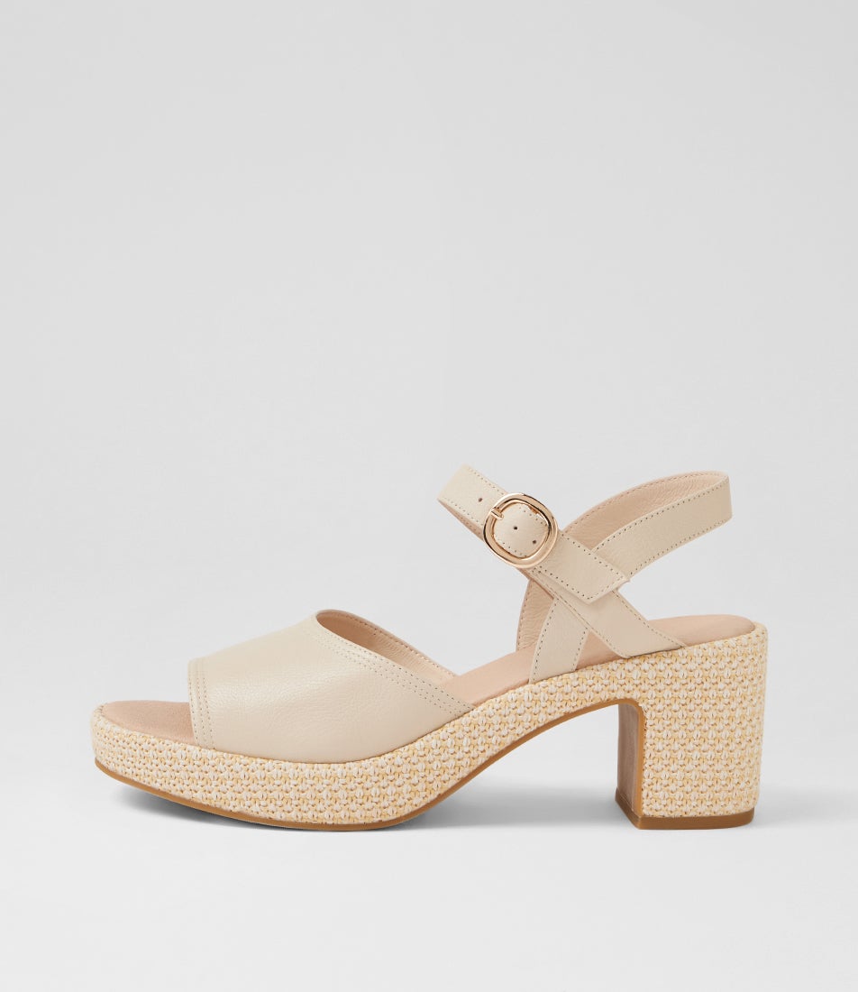 Busey Cream White Natural Leather Woven Sandals Busey Cream White Natural Leather Woven Sandals